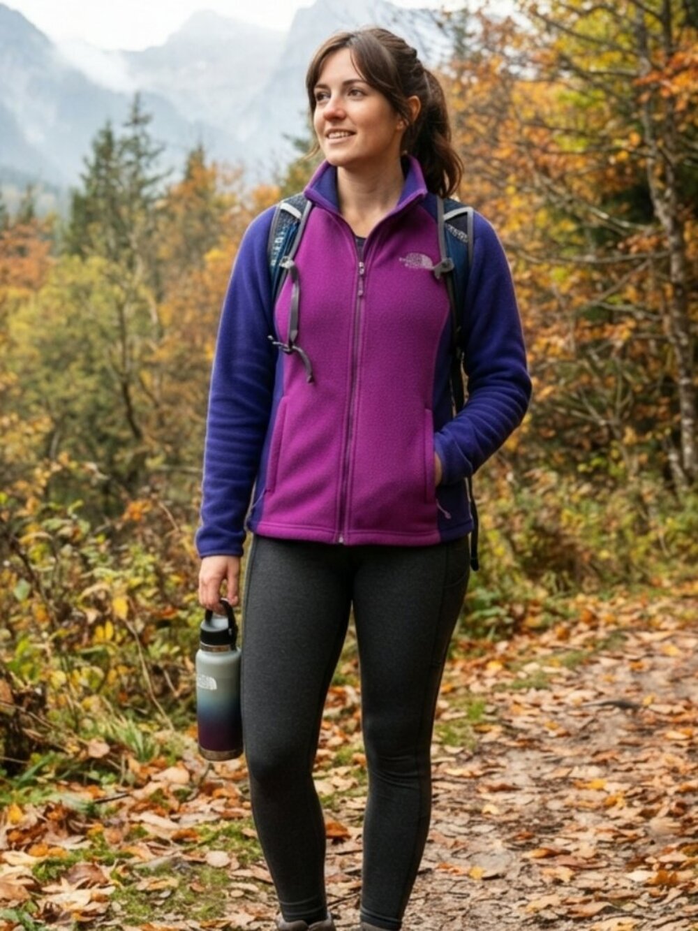 North Face FlashDry Fleece Jacket Purple Pink S Cozy Athletic Outdoor Retro